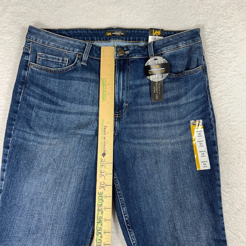 Lee Women's Jeans 16 (35x31) Regular Fit Mid Rise Straight Leg Blue Denim - Picture 2 of 12